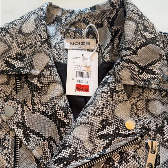 Noize Black and Gray Python Leather Jacket - Picture 2 of 4